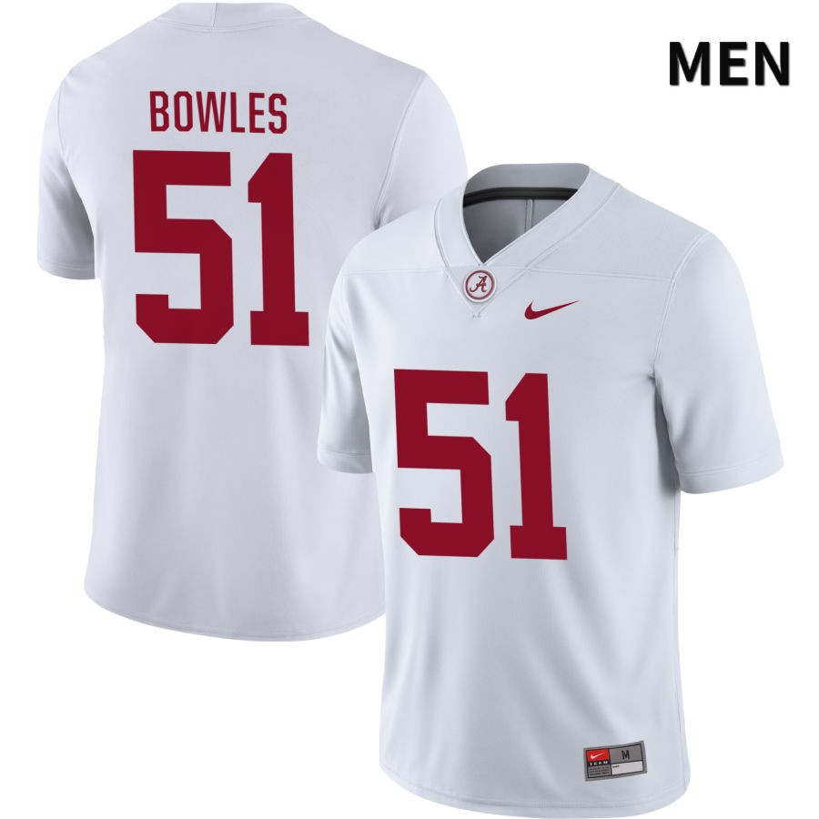Alabama Crimson Tide Men's Tanner Bowles #51 NIL White 2022 NCAA Authentic Stitched College Football Jersey IV16M23VR